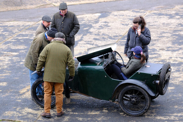 2023 VSCC Brooklands Driving Tests Austin Seven in Trouble How many men